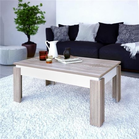 DECOROTIKA Decorotika MN35CT03 35 in. Manhattan Coffee Table - White & Walnut MN35CT03